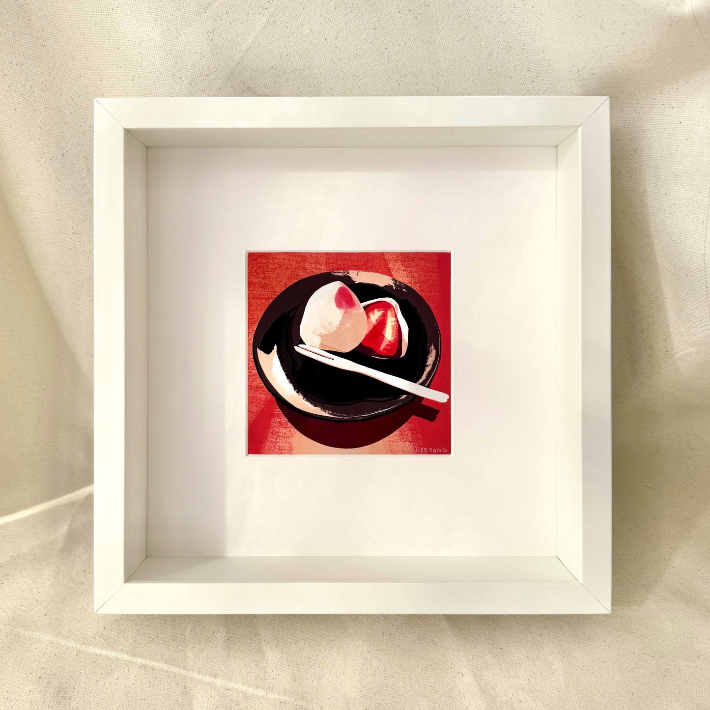 Strawberry Daifuku Matted 5x5 Print