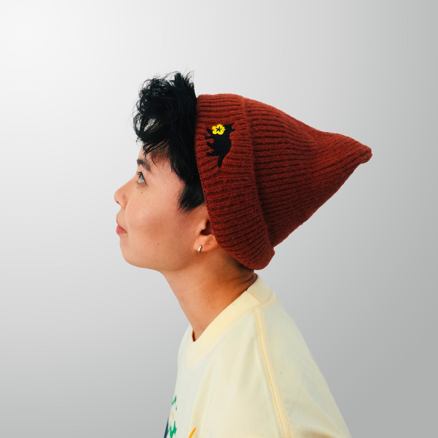Bloom Thief: Embroidered Cat Ear Beanie (Red)